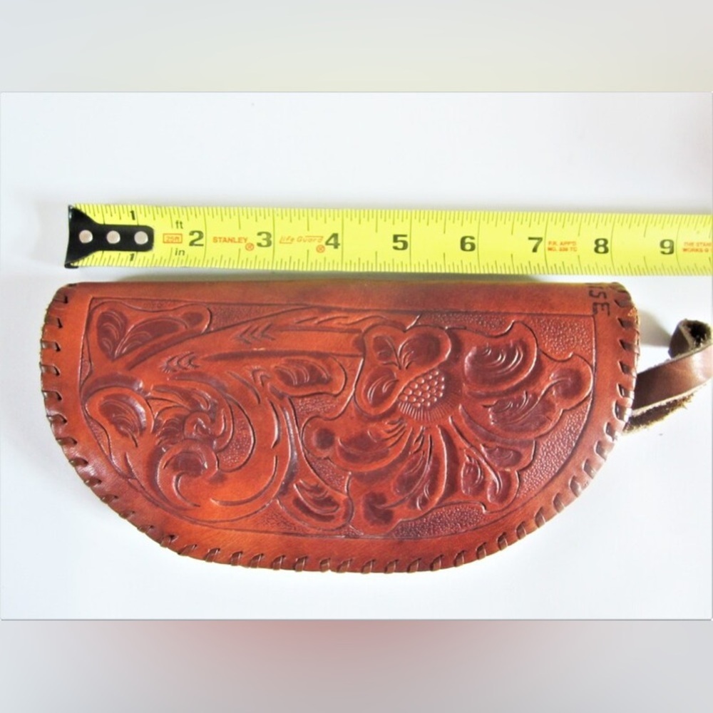 New Vintage National Cowboy Hall of Fame Hand Tooled Leather Floral Zipper P… - Picture 6 of 8